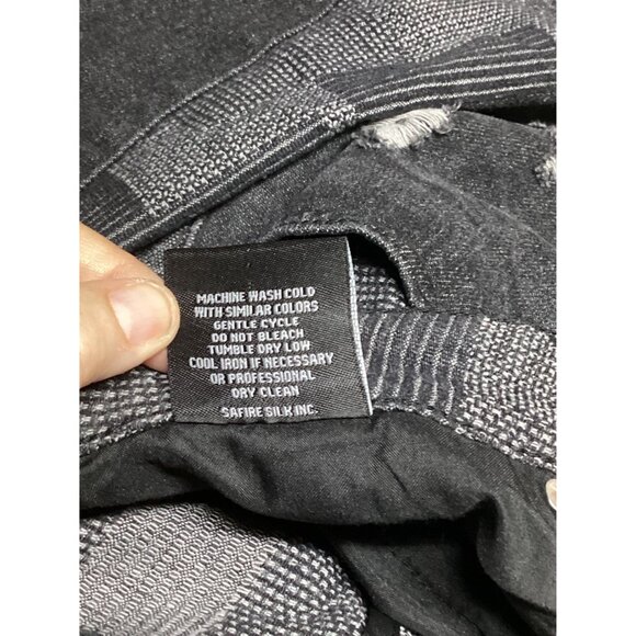 Stacy Adams Mens Avante Guard Black & Gray check Patterned Jeans 40x32 Grunge - Picture 8 of 11